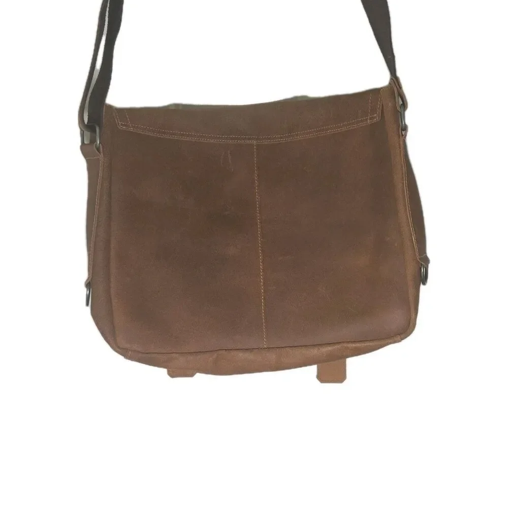 Brown Messenger Bag for Men Adjustable Shoulder Strap Geniune Leather